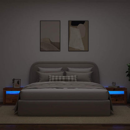 Mesitas De Noche Con Luces Led 2 Uds Madera Vieja 60x35x40 Cm_3