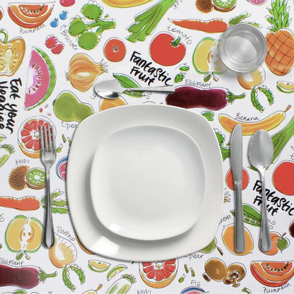 Mantel Hule Rectangular Frutas Fantasia. Impermeable Antimanchas Pvc 140 Cm. X 20 Metros. Rollo Recortable. Interior Y Exterior