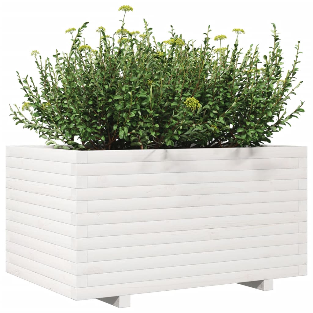 Jardinera Madera Maciza De Pino Blanco 90x60x49,5 Cm_3