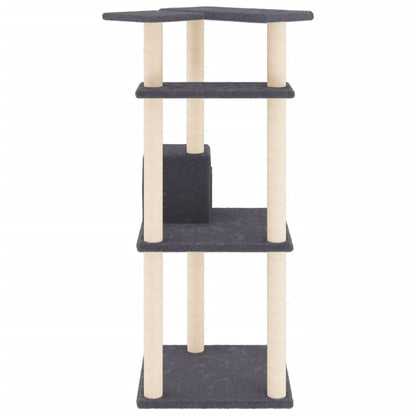 Rascador Para Gatos Con Postes De Sisal Gris Oscuro 123 Cm_3