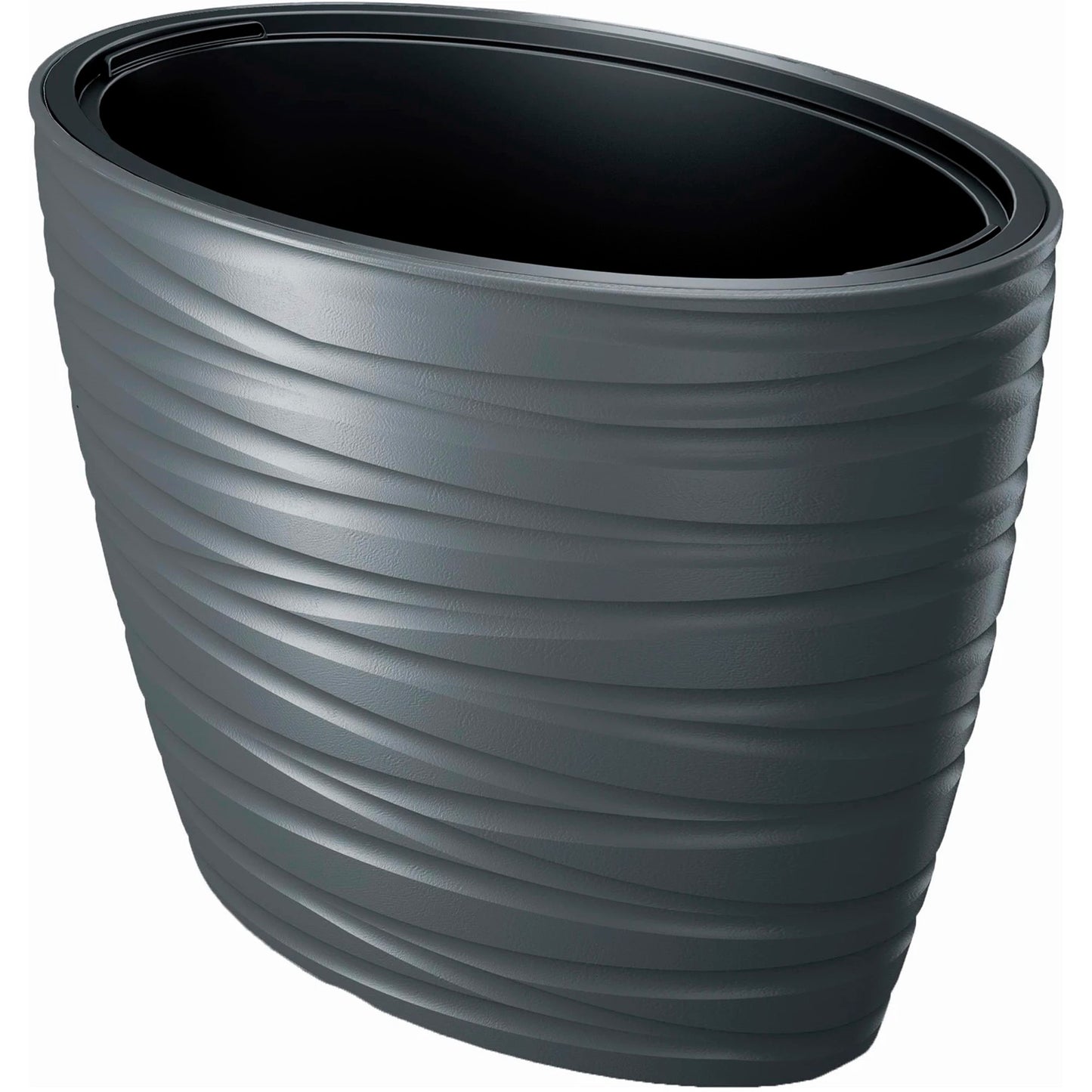 Maceta Ovalada Con Deposito 56l Maze De Plastico En Color Antracita 58,5 (largo) X 38,5 (ancho) X 42,3 (alto) Cm_0