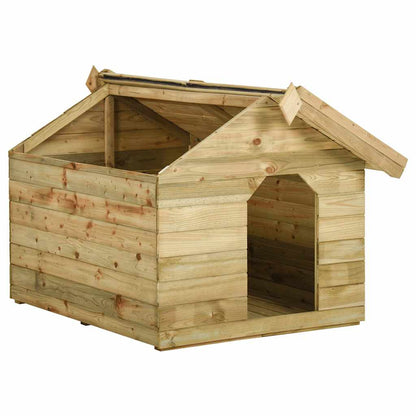 Vidaxl Casa De Perros De Jardín Tejado Abierto Madera Pino Impregnada_1
