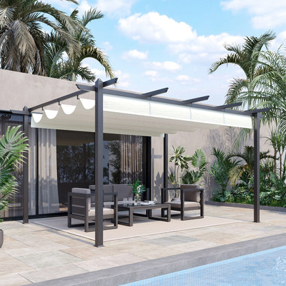 Outsunny Pérgola De Aluminio 4x3 M Con Techo Retráctil Poliéster Para Exterior_1