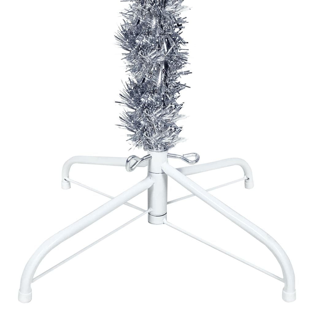 Vidaxl Árbol De Navidad Delgado Plateado 240 Cm_4