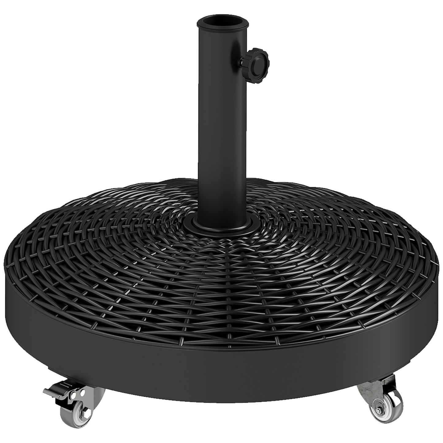 Outsunny Base Para Sombrilla Redonda Con Ruedas Relleno De Cemento Negro_0