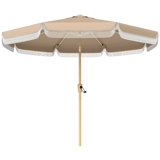 Outsunny Sombrilla De Terraza Ø266x238 Cm Ángulo Ajustable Con Manivela Caqui_0