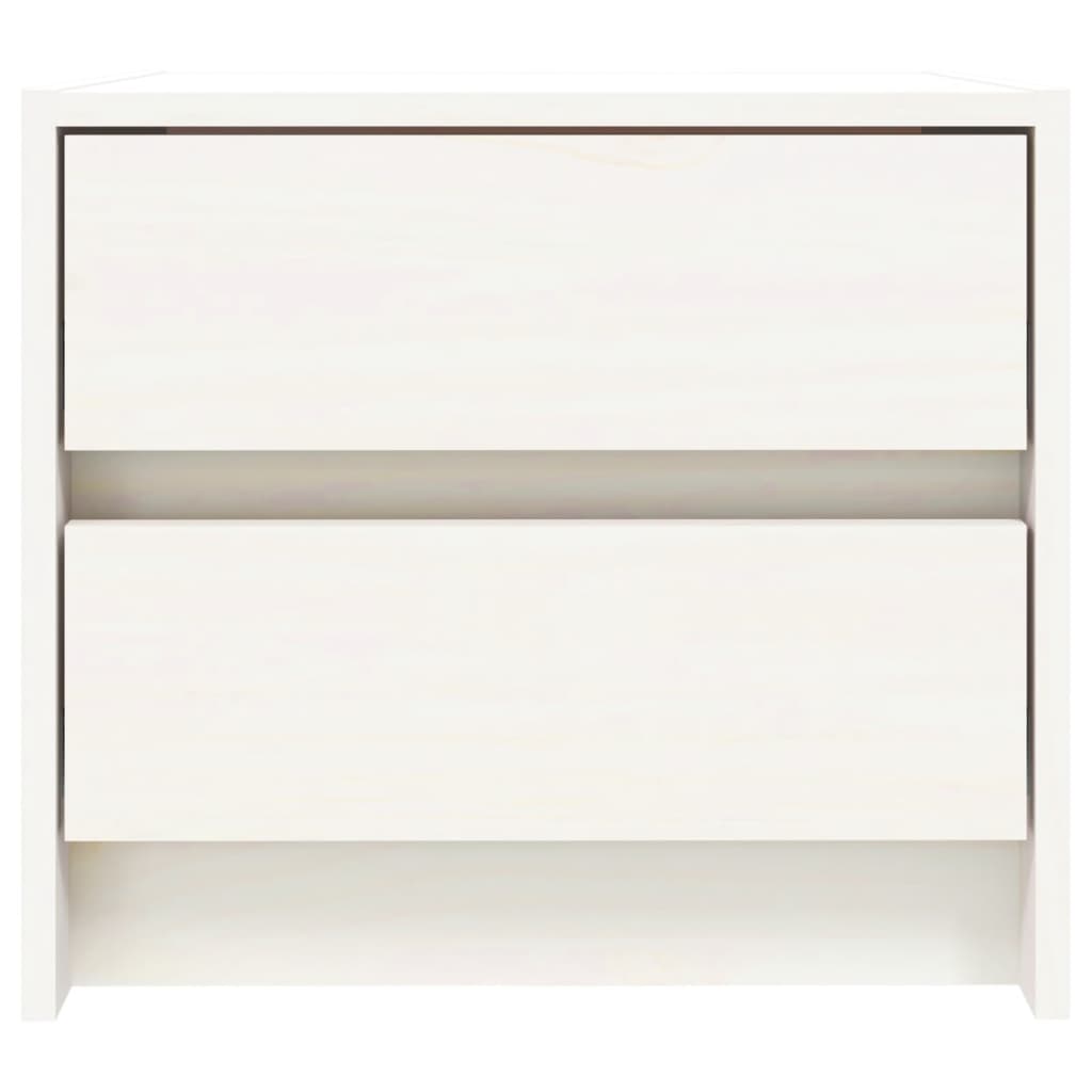 Mesita De Noche Madera Maciza De Pino Blanco 40x31x35,5 Cm_3