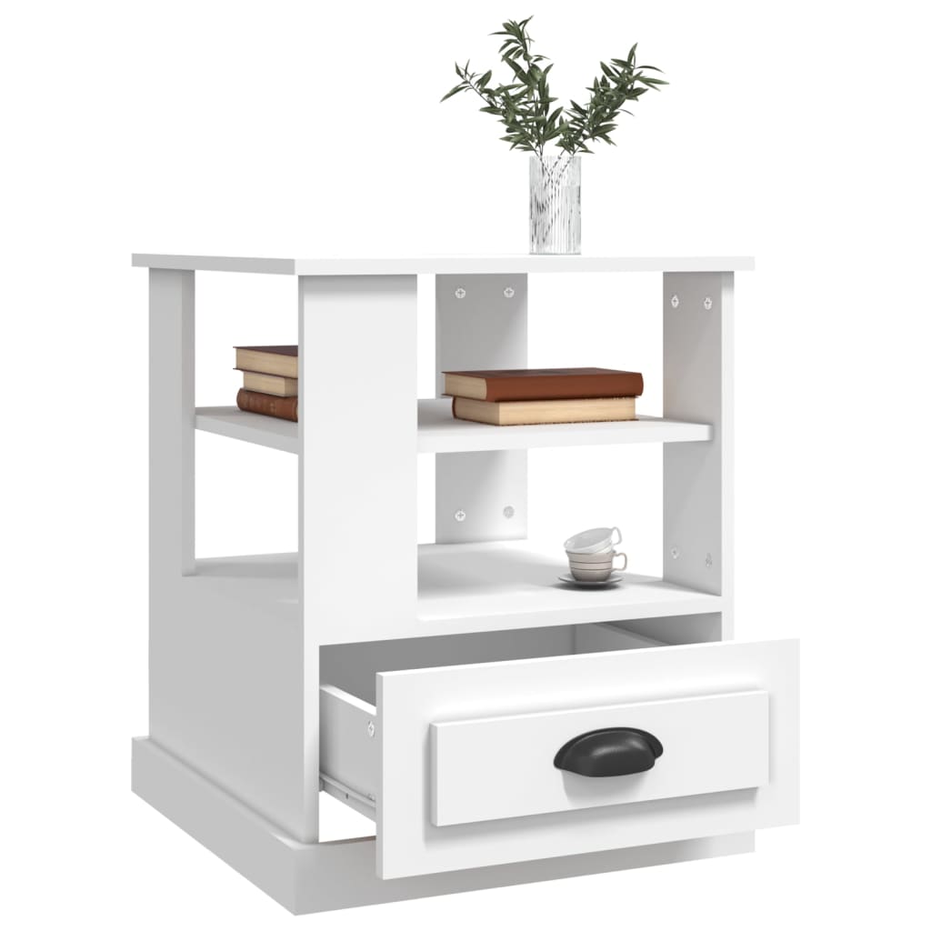 Mesa Auxiliar Madera Contrachapada Blanco 50x50x60 Cm_3