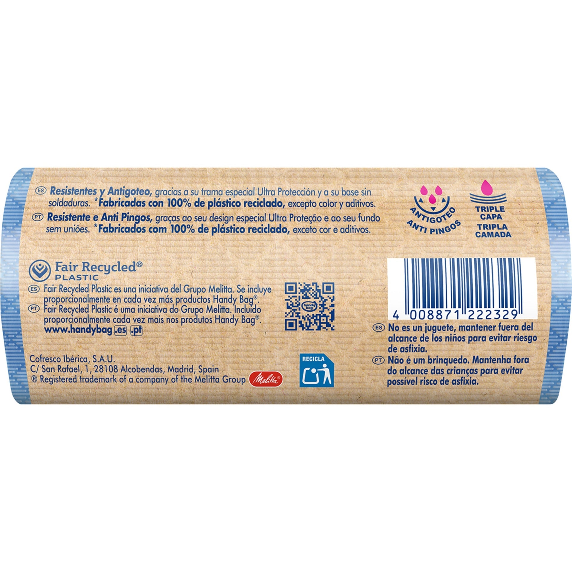 Bolsas basura Antigoteo 30L Handy Bag 12 uds 100% recicladas