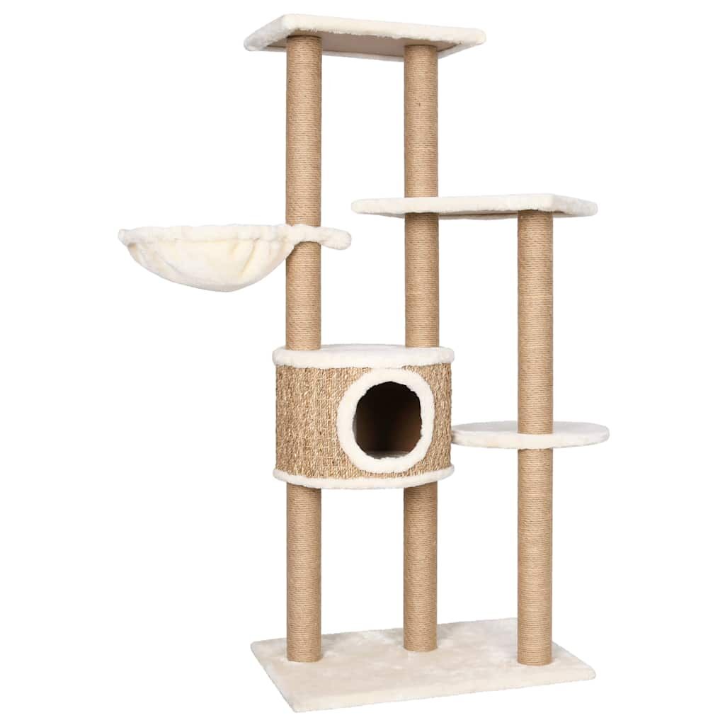 Vidaxl Árbol Para Gatos Con Poste Rascador 126 Cm Hierba Marina_1