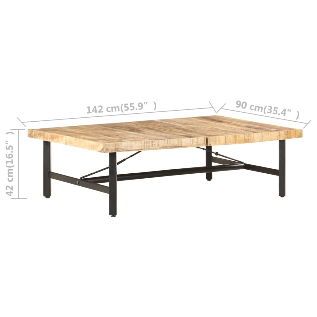 Mesa De Centro De Madera Maciza De Mango 142x90x42 Cm_4