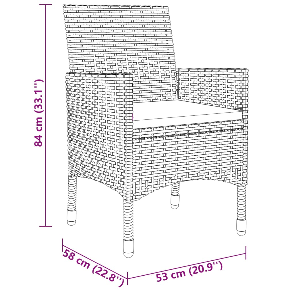 Vidaxl Set De Comedor De Jardín 7 Pzas Ratán Sintético Vidrio Negro_2