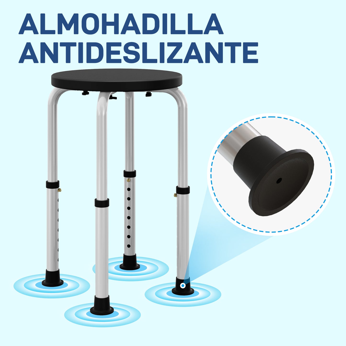 Homcom Taburete De Ducha Con Altura Regulable Antideslizante Carga 135 Kg_5