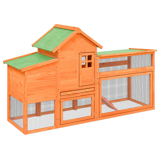 Vidaxl Gallinero Madera Maciza De Pino Marrón 186,5x58,5x113 Cm_0