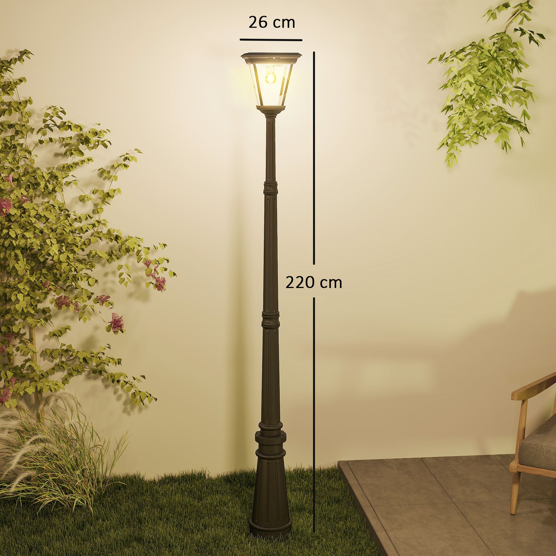Outsunny Farola Solar Exterior Con Panel Solar Luces Led Sensor De Movimiento_2