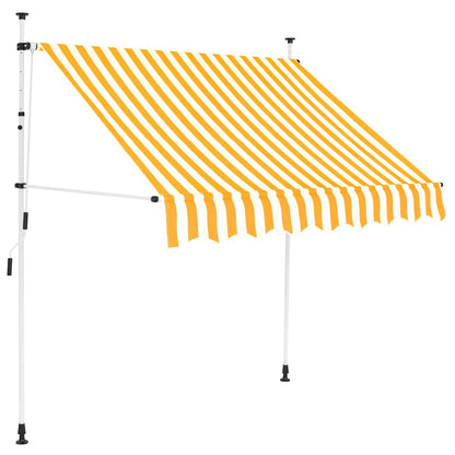 Toldo Manual Retráctil 150 Cm Naranja Y Blanco A Rayas_1