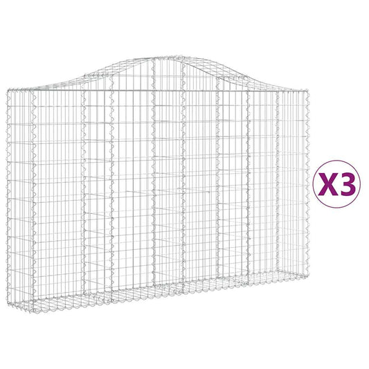 Cestas De Gaviones 3 Uds Forma De Arco Hierro 200x30x120/140 Cm_0