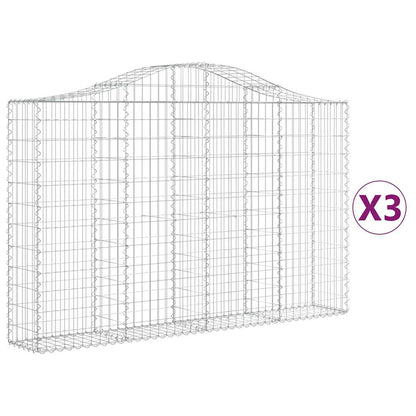 Cestas De Gaviones 3 Uds Forma De Arco Hierro 200x30x120/140 Cm_0