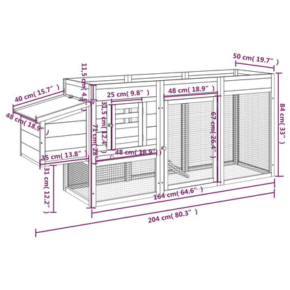 Vidaxl Gallinero Madera Maciza De Pino Marrón 204x50x84 Cm_2