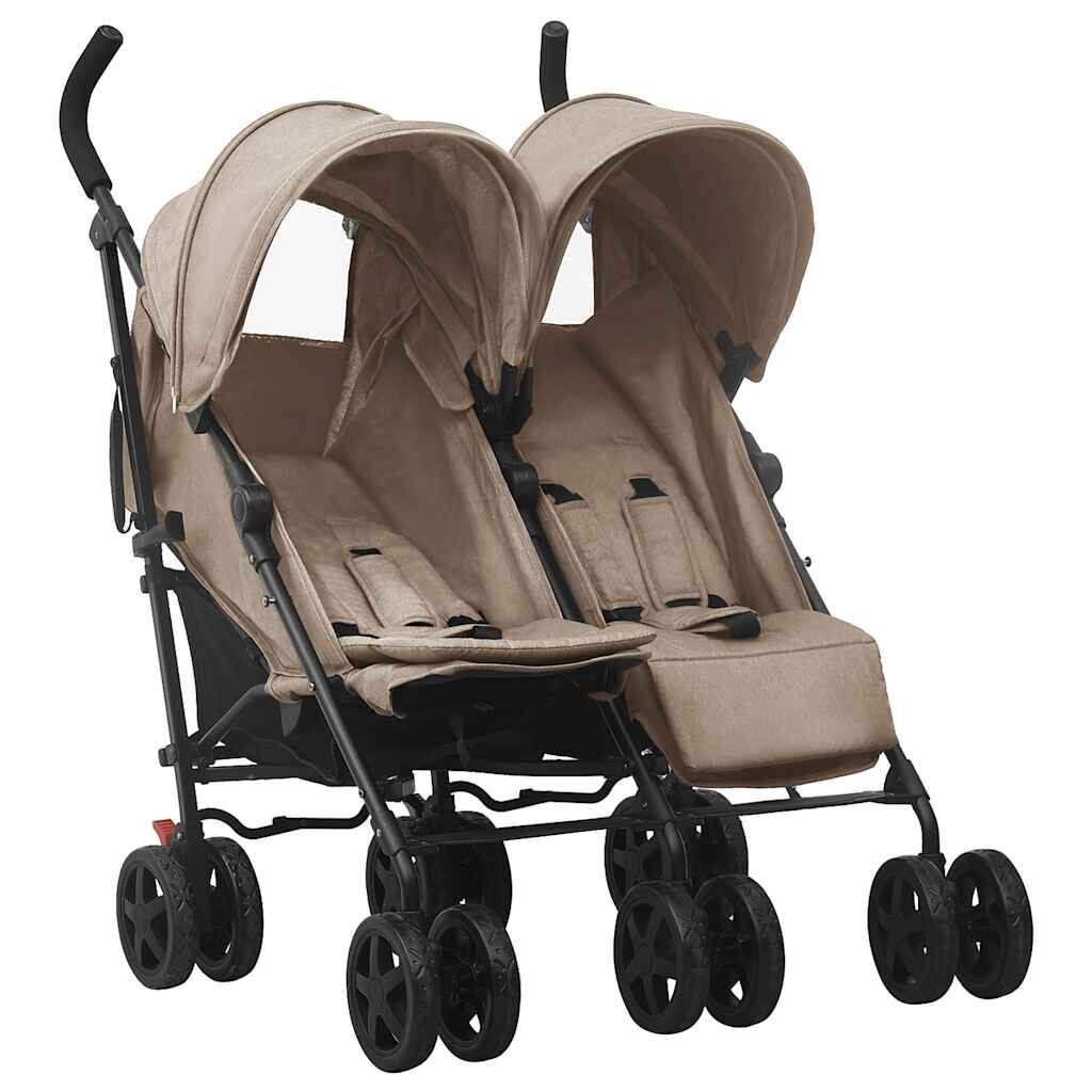 Vidaxl Carrito Para Gemelos De Acero Gris Taupe_4