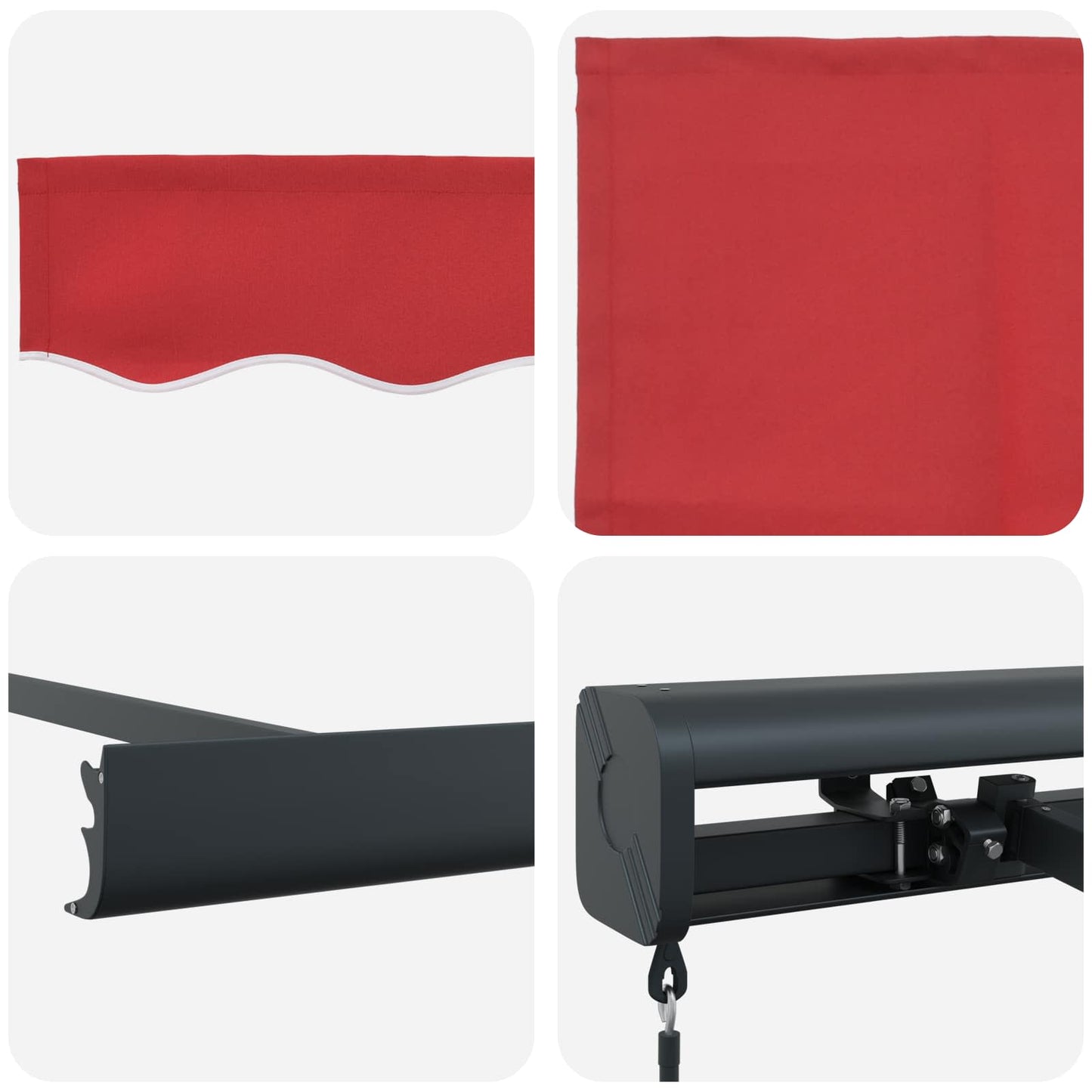 Toldo Retráctil Rojo 350 X 250 Cm Lona Y Aluminio_5