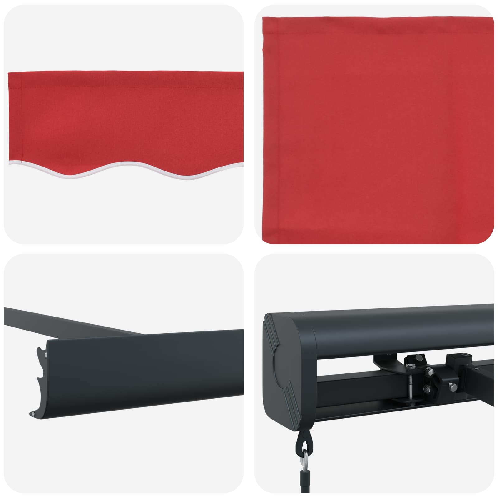 Toldo Retráctil Rojo 350 X 250 Cm Lona Y Aluminio_5