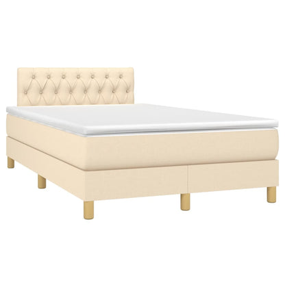 Cama Box Spring Con Colchón Y Led Tela Crema 120x200 Cm / Vetonek_3
