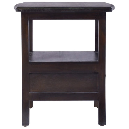 Mesita De Noche Madera Maciza De Caoba Negro Claro 40x40x45 Cm_2