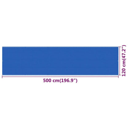 Vidaxl Toldo Para Balcón Hdpe Azul 120x500 Cm_4