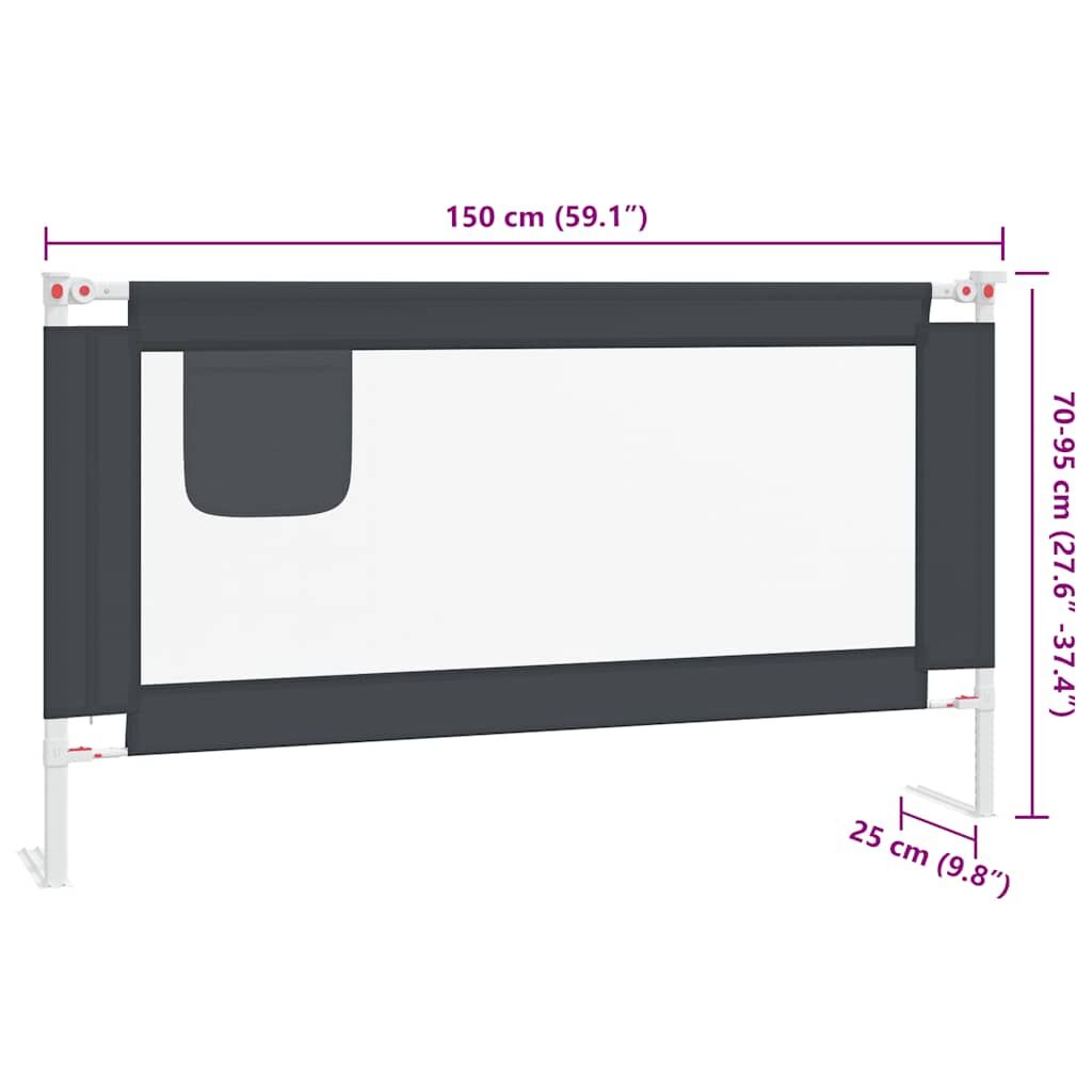 Vidaxl Barandilla De Seguridad Cama De Niño Gris Oscuro Tela 150x25 Cm_2