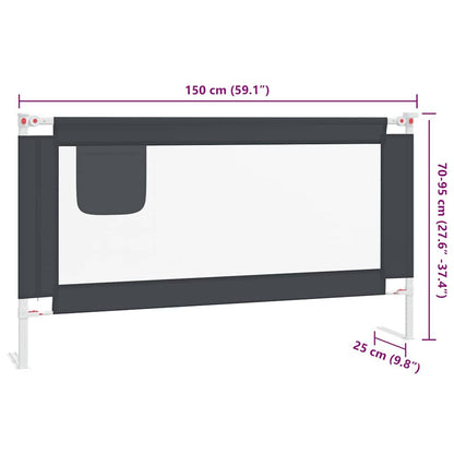 Vidaxl Barandilla De Seguridad Cama De Niño Gris Oscuro Tela 150x25 Cm_2