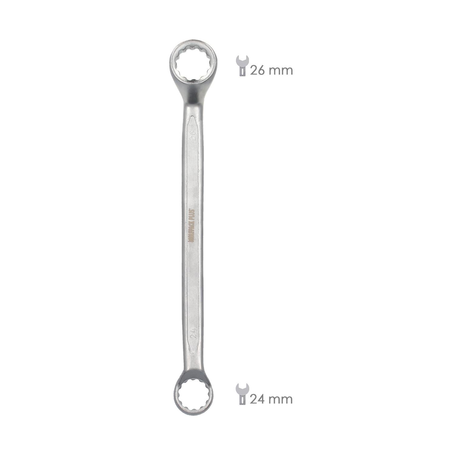 Llave Estrella Acodada Plus Acero Cromo Vanadio 24x26 Din 838. Llave Doble Boca Acodada, Llave Fija Estrella Acodada_1