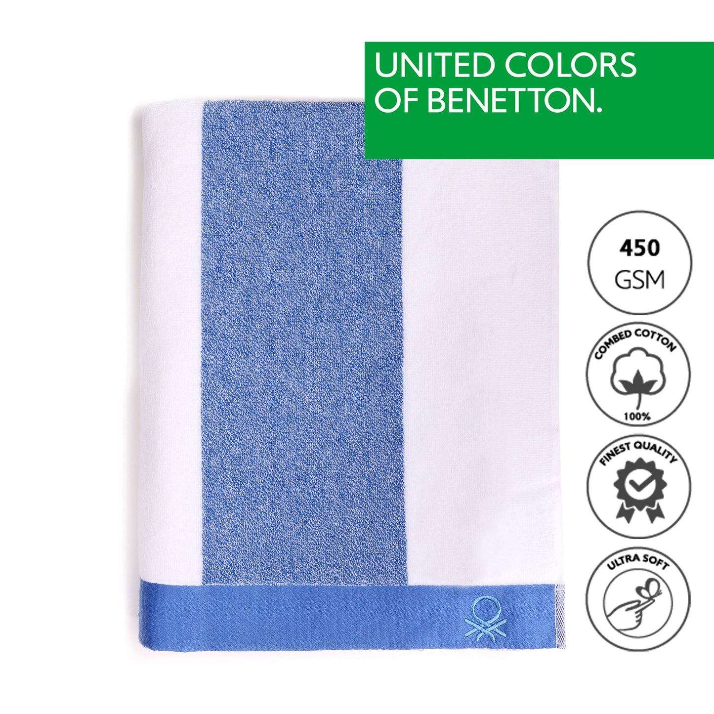 Toalla De Playa 90x160cm 450gsm Terry 100%algodon Azul Casa Benetton_1