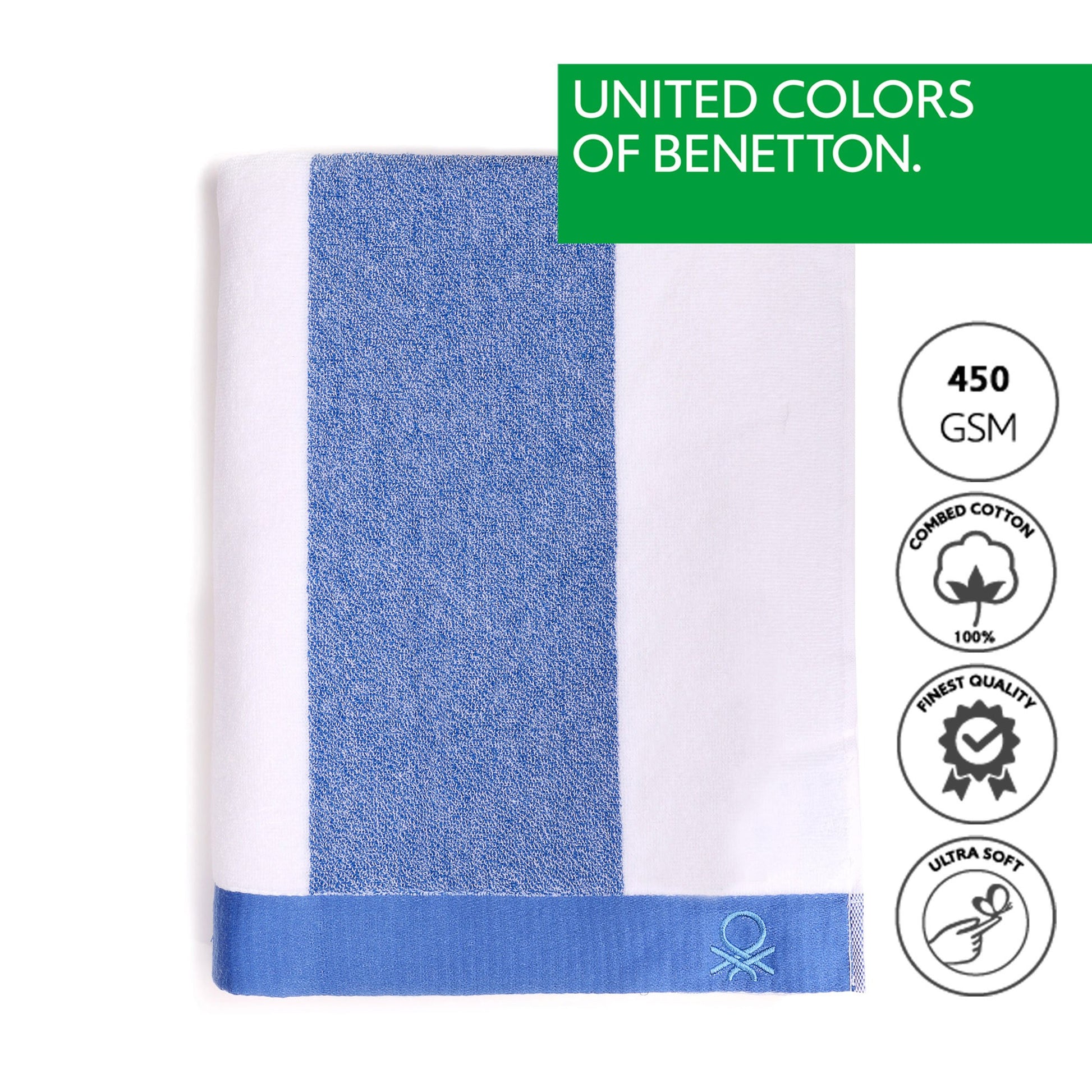 Toalla De Playa 90x160cm 450gsm Terry 100%algodon Azul Casa Benetton_1