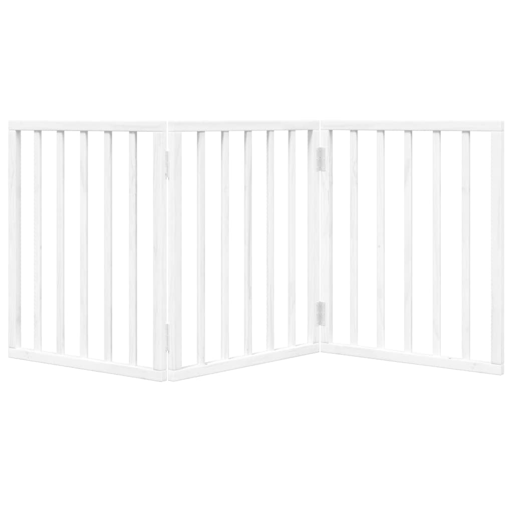 Vidaxl Puerta Para Perros Plegable 3 Paneles Madera Álamo Blanca 150cm_3