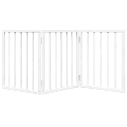 Vidaxl Puerta Para Perros Plegable 3 Paneles Madera Álamo Blanca 150cm_3