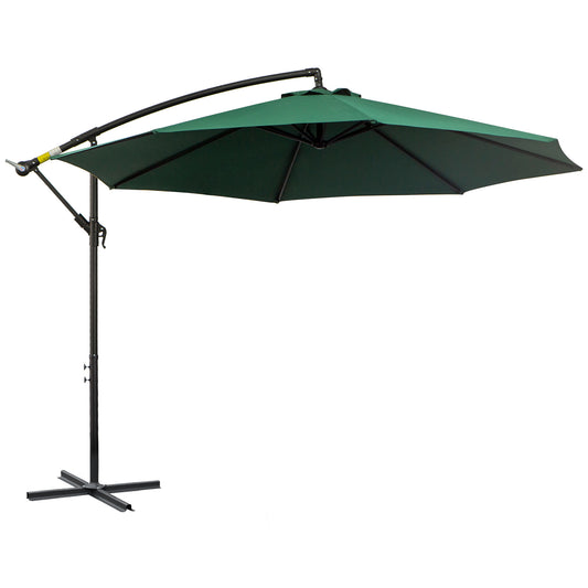 Outsunny Parasol Excéntrico Ø300 Cm Inclinable Con Manivela Para Jardín Verde_0