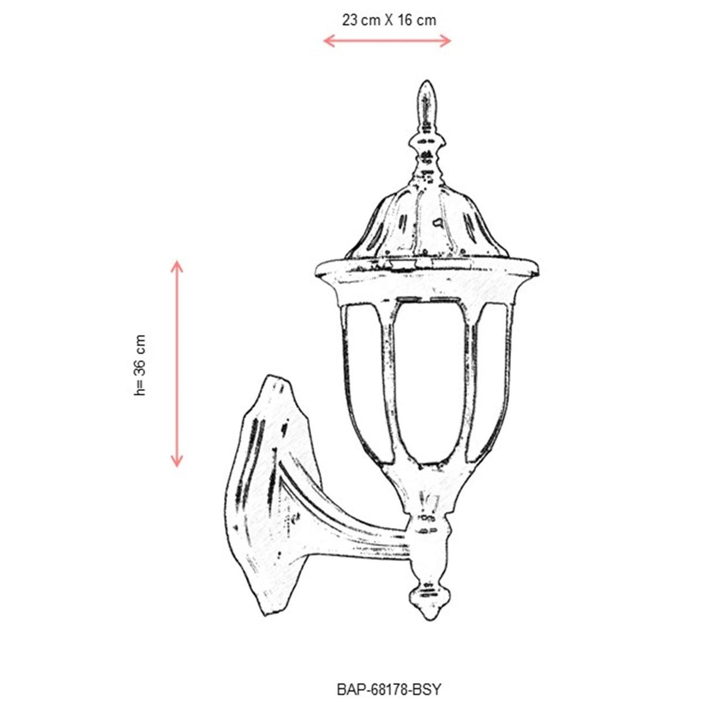 Aplique De Pared Para Exterior, Abs , Negro, 23x16x36, Casquillo E 27 Max 60 W_2