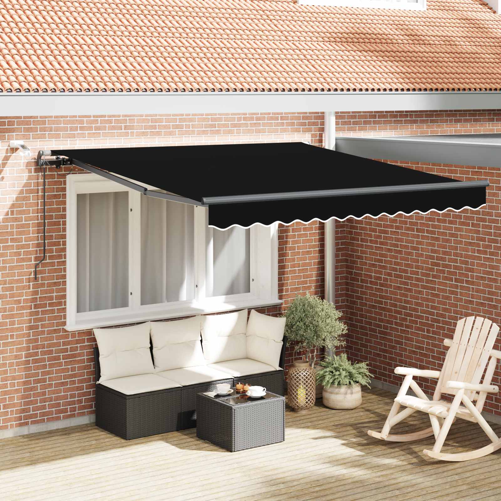 Toldo Retráctil Negro 350 X 250 Cm Poliéster_1