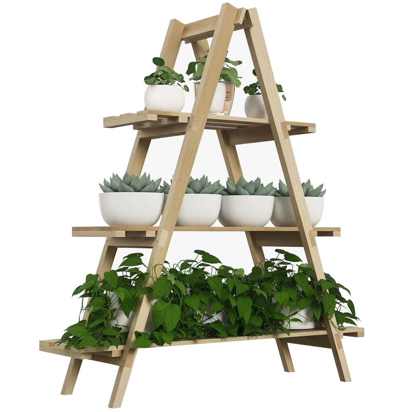 Outsunny Estantería Para Plantas De Madera Con Marco En A 100x36x112 Cm Natural_0