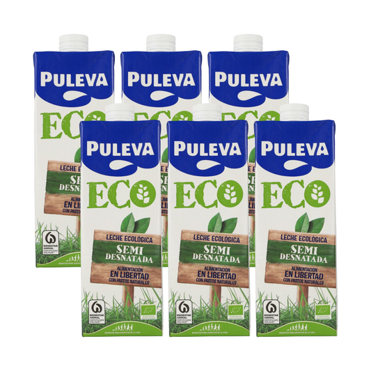 Pack 6 uds Leche Semidesnatada ecológica Puleva, 1 L
