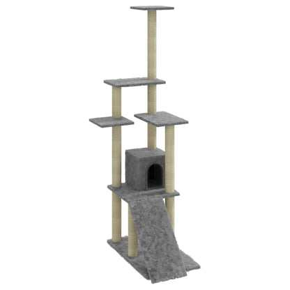 Rascador Para Gatos Con Postes De Sisal Gris Claro 155 Cm_0