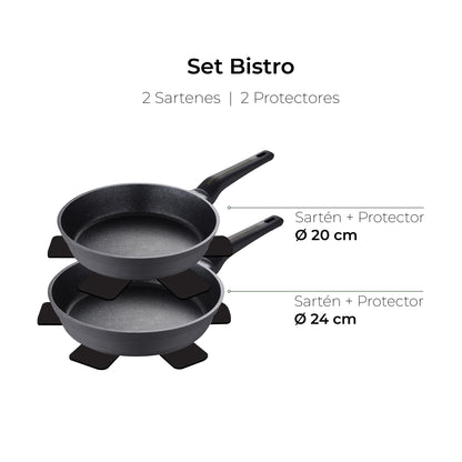 Set De 2 Sartenes Ø20ø24cm Con Protectores Bistro San Ignacio