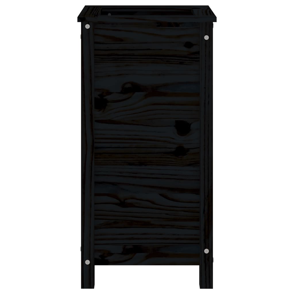Jardinera Madera Maciza De Pino Negro 40x40x78 Cm_4