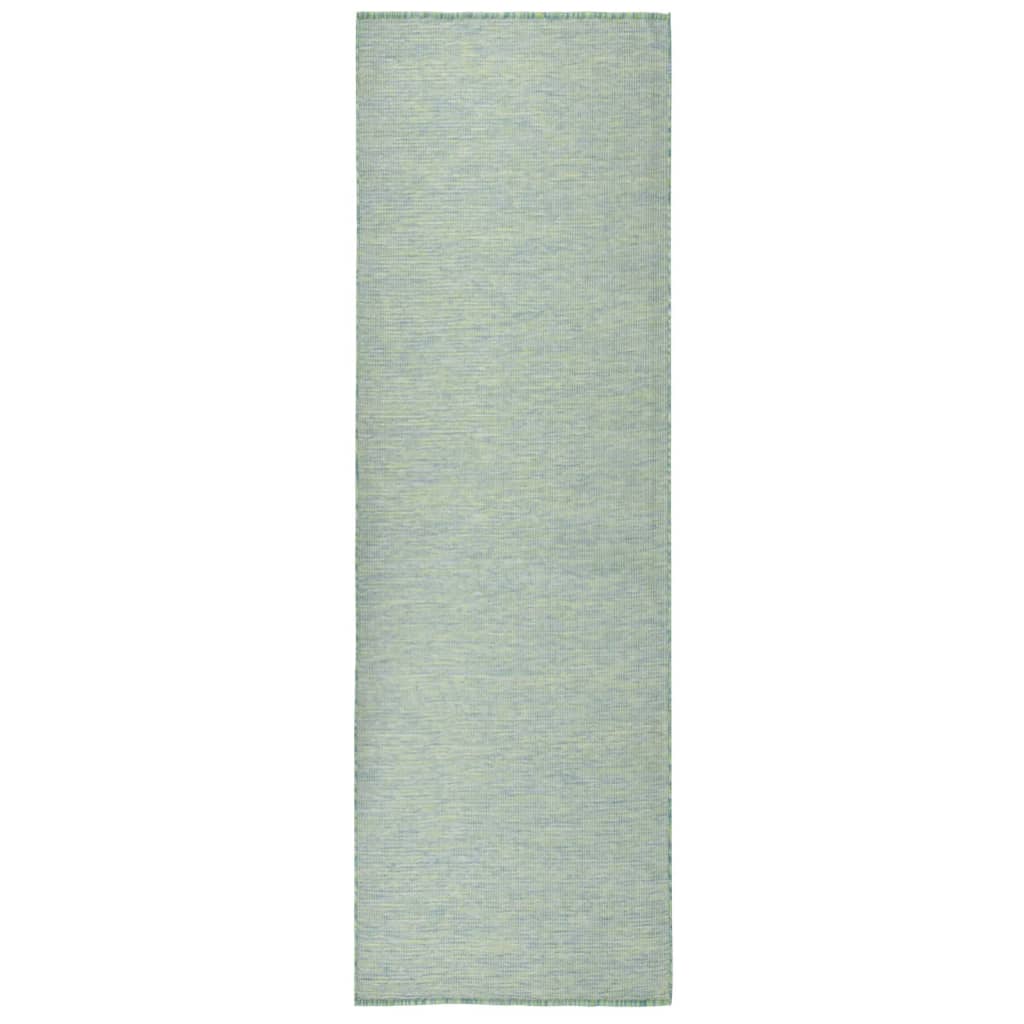 Alfombra De Exterior De Tejido Plano Turquesa 80x250 Cm_1
