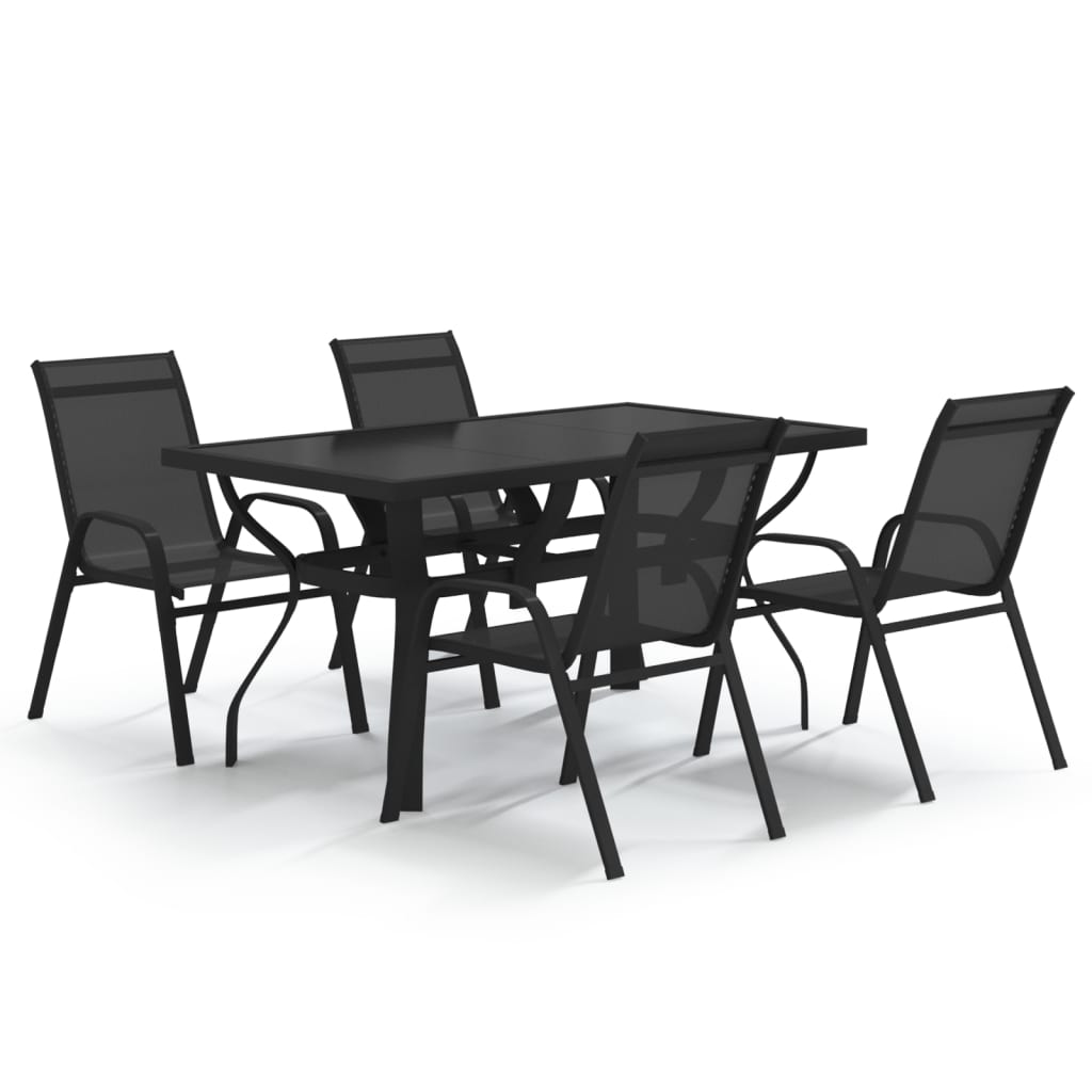 Juego De Comedor Para Jardín 5 Piezas Negro / Vetonek_1