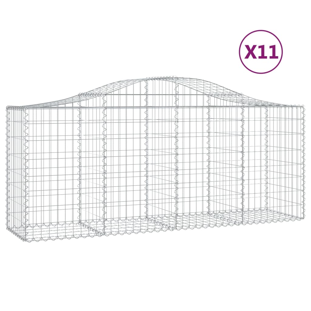Cestas De Gaviones 11 Uds Forma De Arco Hierro 200x50x80/100 Cm_0