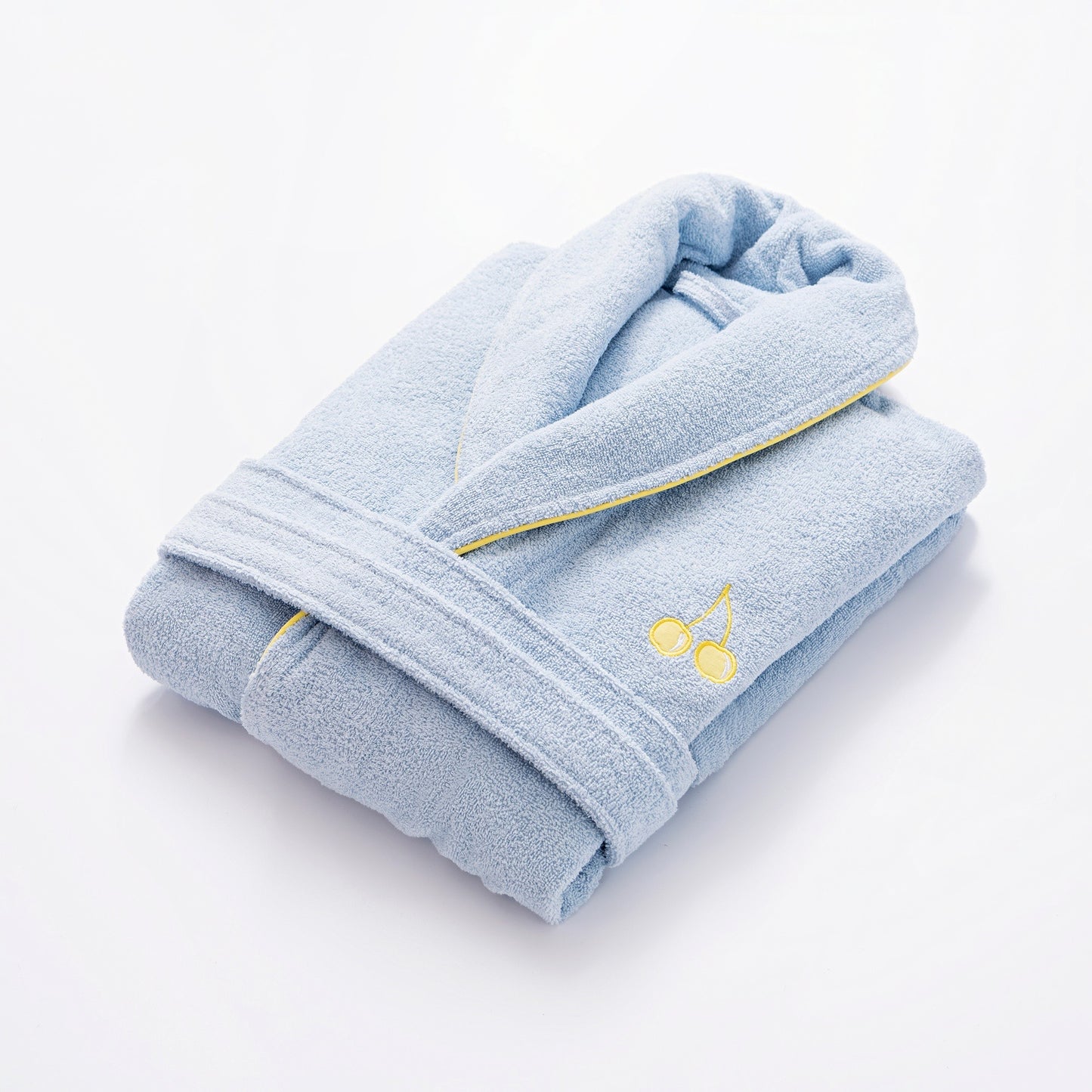 Albornoz L/xl 380gsm 100%algodon Azul Con Cereza Amarilla Benetton Fruits Be_3