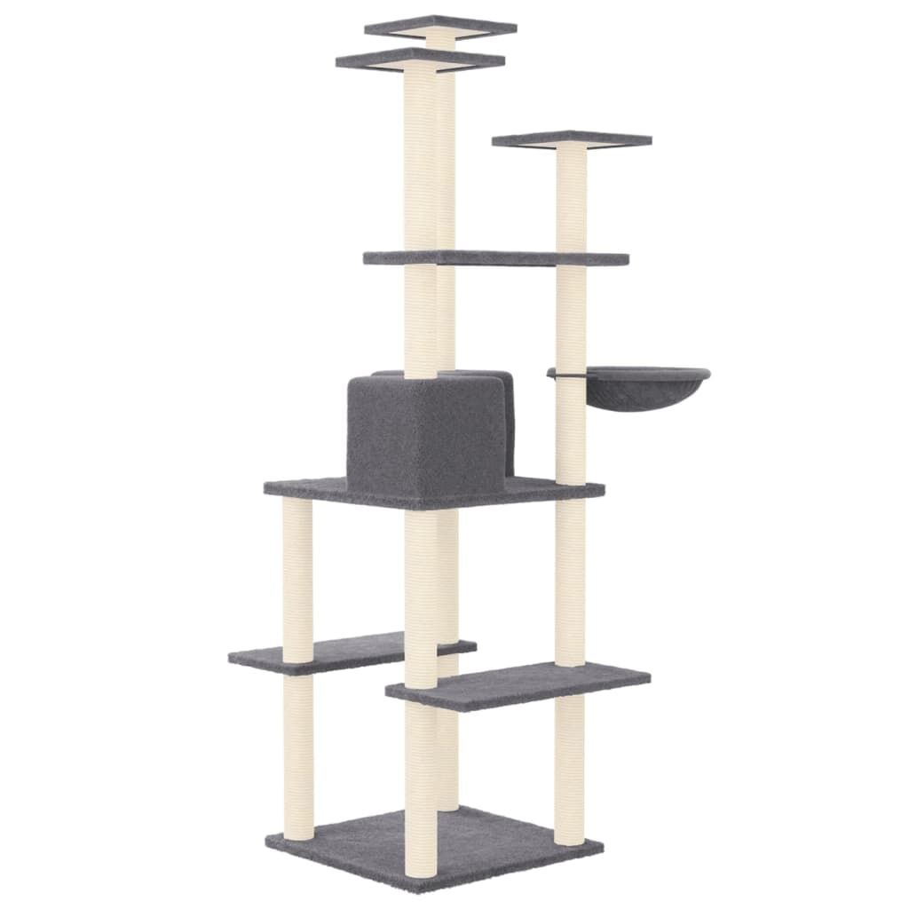 Vidaxl Rascador Para Gatos Con Postes De Sisal Gris Oscuro 167 Cm_4