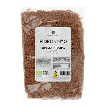 Fideos nº0 de espelta integral ECO Planeta Huerto 500gr